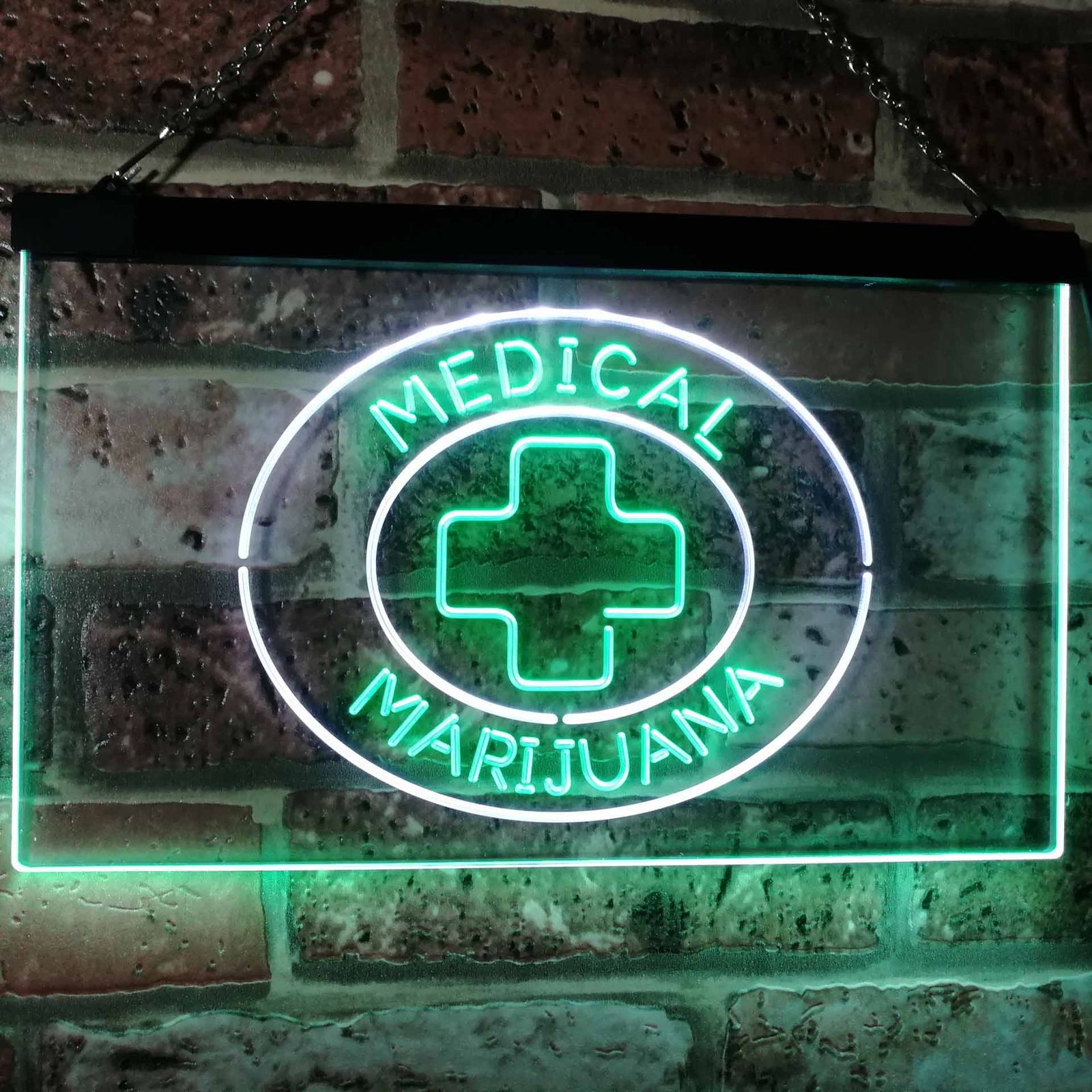 Medical Marijuana Cross Sold Here Dual Color Led Neon Sign